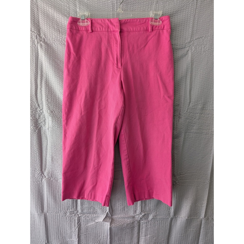 Briggs New York Women Pink Textured Cropped Trousers Pants Size 8